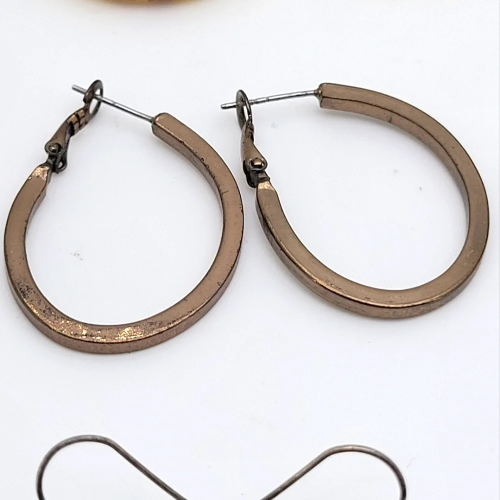 Lot of 10 Silver Gold Tone Vintage Earrings Set + 2 Bracelets